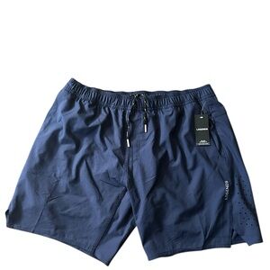 LEGENDS Relay  Active Workout Fitness Elastic Band Pockets Blue Shorts 7 Inch XL